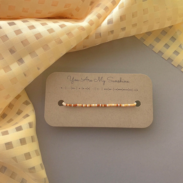 You Are my Sunshine Morse Code Seed Bead Stretch Bracelet