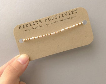 Radiate Positivity Morse Code Seed Bead Stretch Bracelet