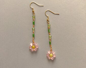 Mini Pink Flower Earrings