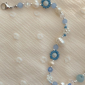 Celeste Bracelet Blue Flower Beaded Bracelet Freshwater - Etsy