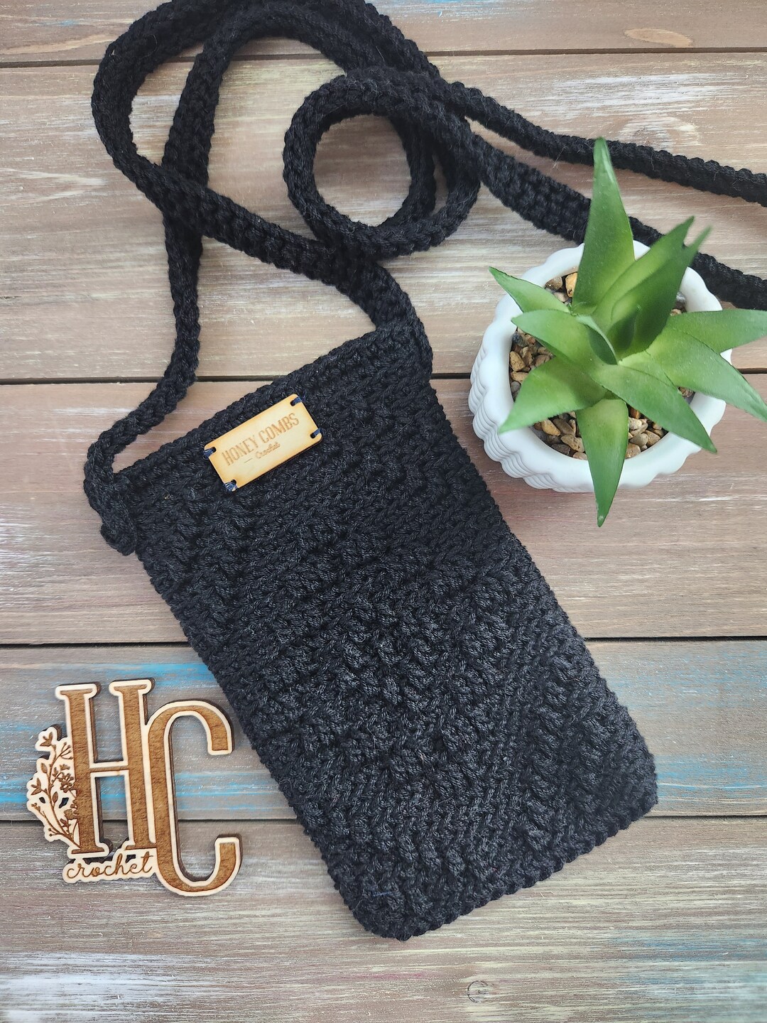 Black Crochet Crossbody Bag Black Crochet Purse Mini Etsy
