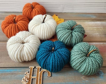 Mini Knit Pumpkins, Small Knit Pumpkins, Mini Pumpkin Decor, Small Pumpkin Decor, Pumpkin Decor, Fall Decor, Rustic Fall Decor,