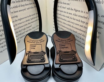 Magic Typewriter Dear Iris/Carver/Customized Name - Bookish Book Lover Gift, Fantasy, Vegan Leather, Rechargeable USB, 3 Light Mode Dimmable