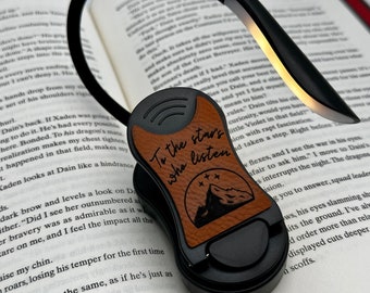 To the Stars Who Listen Book Light - Mountain Star, Bookish Book Lover Gift, Fantasy, Vegan Leather, Rechargeable USB, 3 Light Mode Dimmable