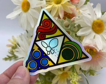 Legendary Triforce Holographic Sticker - Wisdom, Courage, Power, Navi