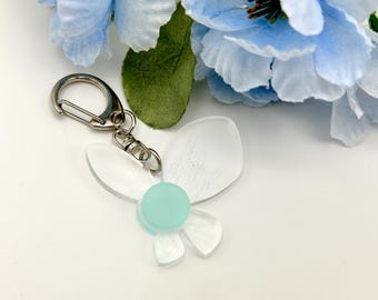 Hey! Listen! Fairy Keychain – Frosted Acrylic Accessory Video Game Nostalgia Charm for Keys, Backpack and Lanyards