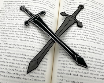 Fantasy Sword Bookmark - Leatherette & Wire Framed - Bookish Book Lover Gift Idea - Novel Gift - Library - Double Sided Unique