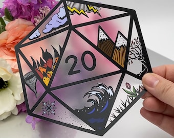 JUMBO Elemental D20 Transparent Decal Sticker