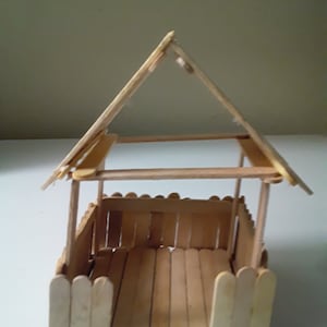 Vintage Popsicle stick hut house