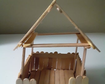 Vintage Popsicle stick hut house