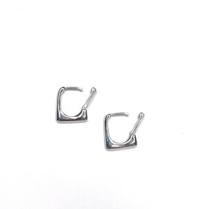 Square Hook Earrings, Square Huggie Earrings, Silver Huggie Earrings, .925 Sterling Silver Earrings, Geometric Earrings and Jewelry