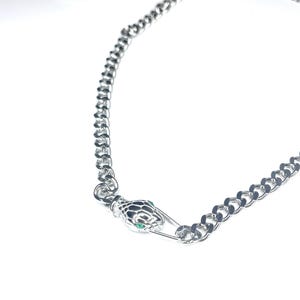 Silver Snake Necklace, Serpent Chain, Silver Choker Chain, Goth Necklace, Silver Grunge Necklaces, Silver Goth Chain, Snake Clasp Chain