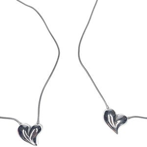 Silver heart Necklace, Wavy Necklace, Heart Necklace, Love Necklace, Love Pendant, Puffy Heart necklace, Forever Jewelry, Asymmetric Heart