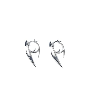 Cyberpunk Earrings, Silver Star Earrings, Spike Earrings, Stainless Steel Star Earrings, Grunge Star Earrings, Punk Jewelry, Silver Accessor