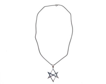 Unicursal Hexagram Chain, Hexagram Pendant Necklace, Silver Grunge Chains, Geometric Jewelry, Star Pendant Necklace, Amulet Pendant Necklace