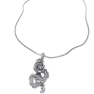 Lucky Dragon Chain, Dragon Pendant, Dragon Necklace, Silver Dragon Necklace, Statment Chain, Grunge Necklace, Gothic Necklaces, Punk Chains