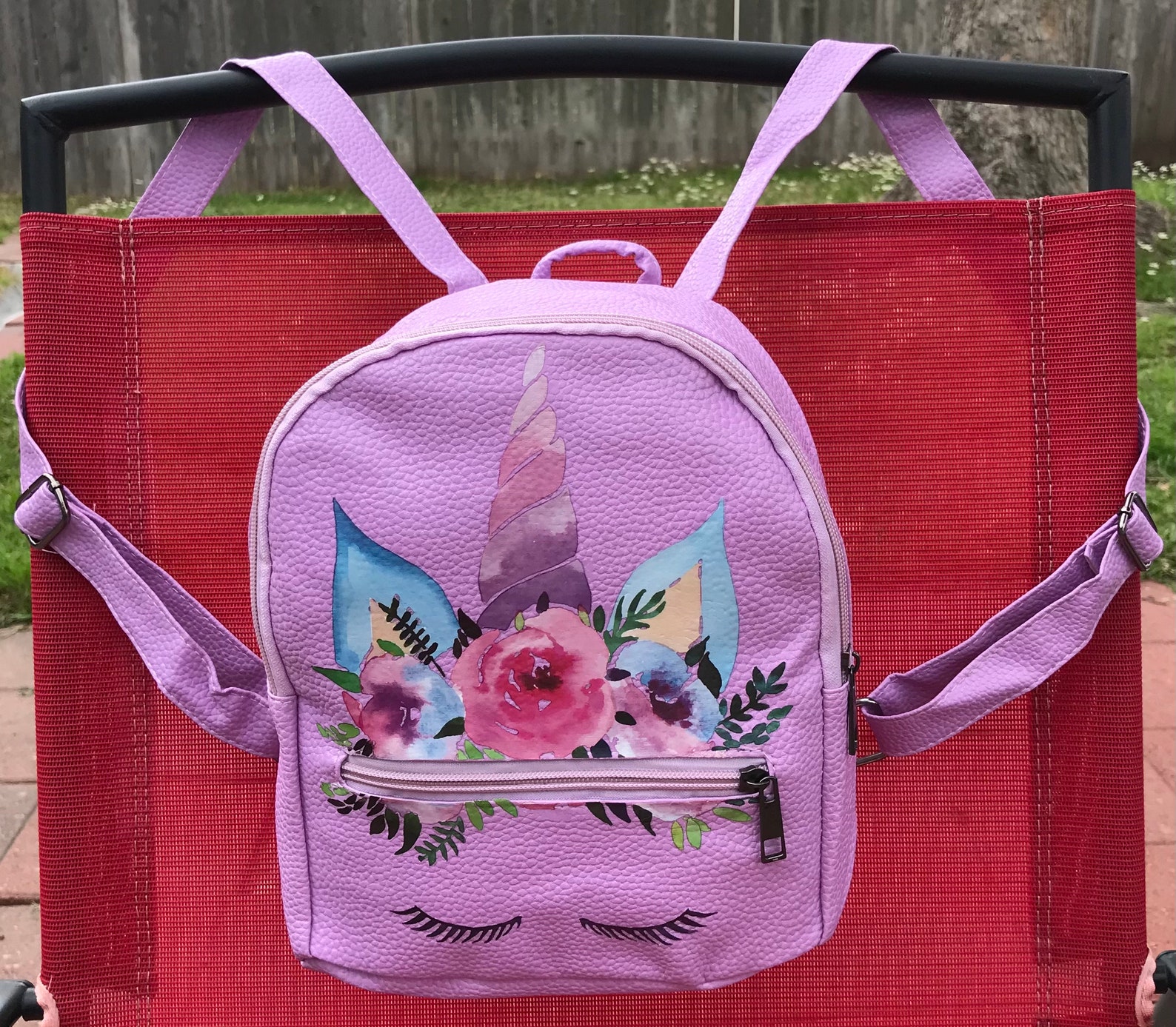 Purple Soft Leather Unicorn Small Backpack Etsy