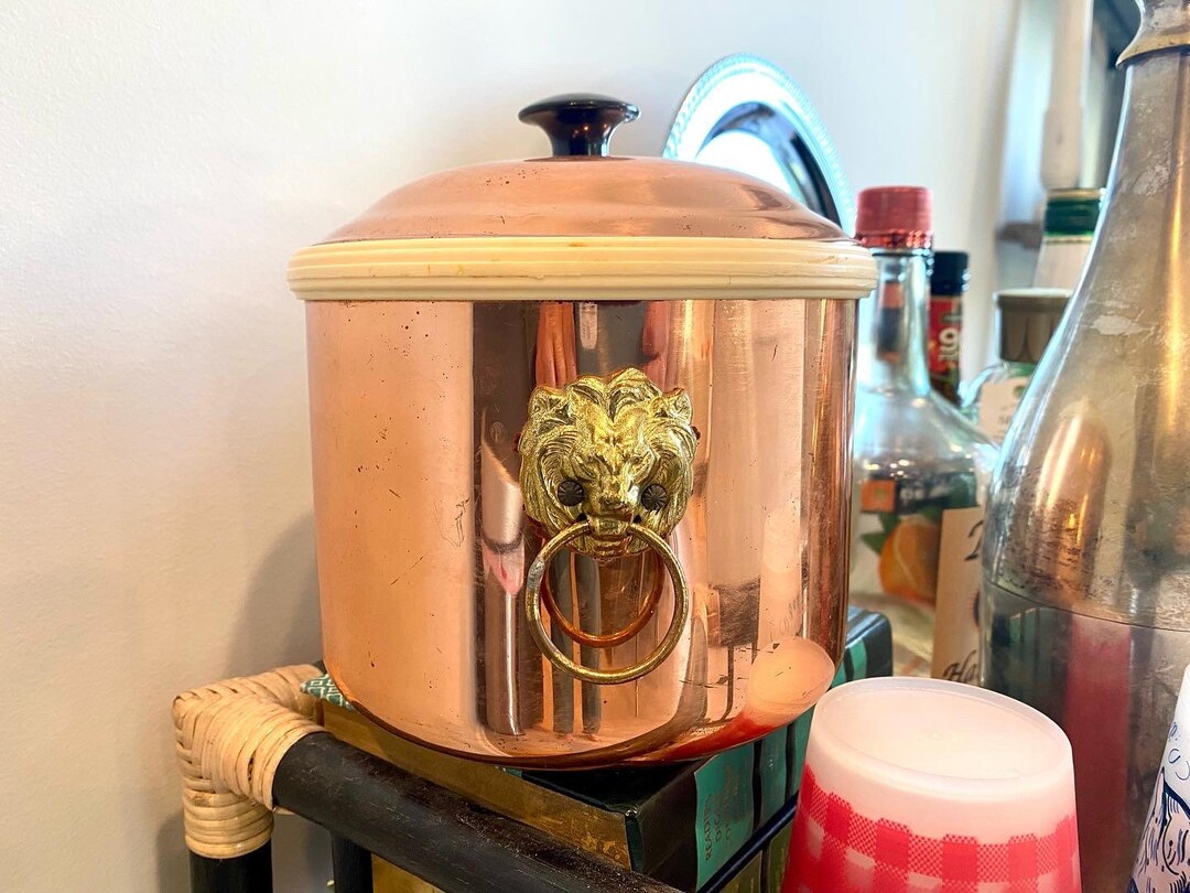 Vintage Midcentury Lion Head Ice Bucket Barware Etsy