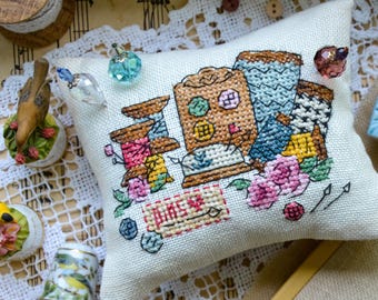 Craft Time Pincushion Cross Stitch Pattern (PDF Pattern)