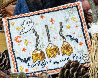 Modèle de point de croix d'Halloween, broderie fantôme de chauve-souris araignée fantasmagorique (modèle PDF) téléchargement immédiat