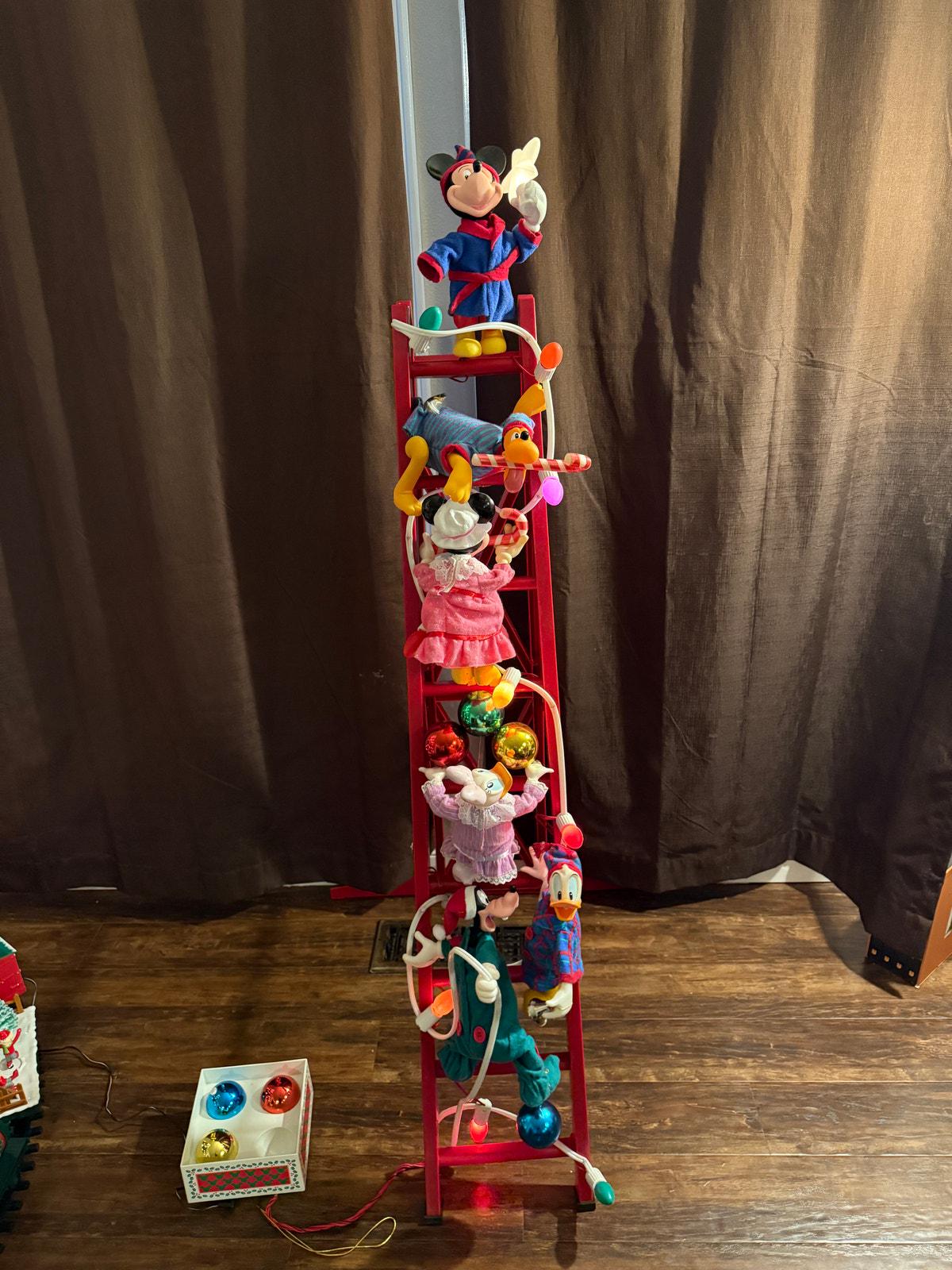 Mickey's Tree Trimmers 4' Animated Ladder Mr Christmas WORKS