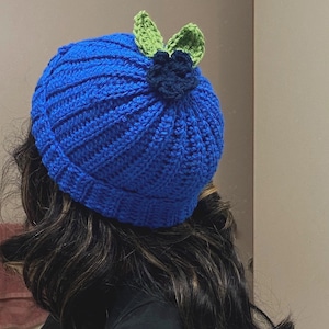 Crochet Blueberry Beanie Pattern, DIY Hat Tutorial, Beginners, Fruit, Winter