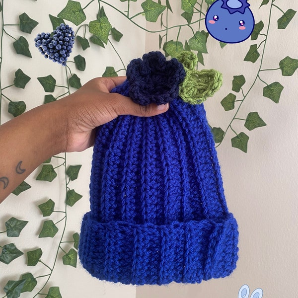 Blueberry Crochet Beanie, Fruit Hat, Crochet Hat, Crochet Pattern, Cute Handmade Accessory, Crochet Gift