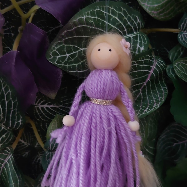 Rapunzel, Tangled, Tassel Pals, Disney inspired doll, yarn doll, Christmas gift, stocking filler, unique Disney gifts, Disney decoration