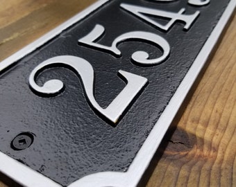 Cast Aluminum Address Plaque: Hand Forged House Number Sign
