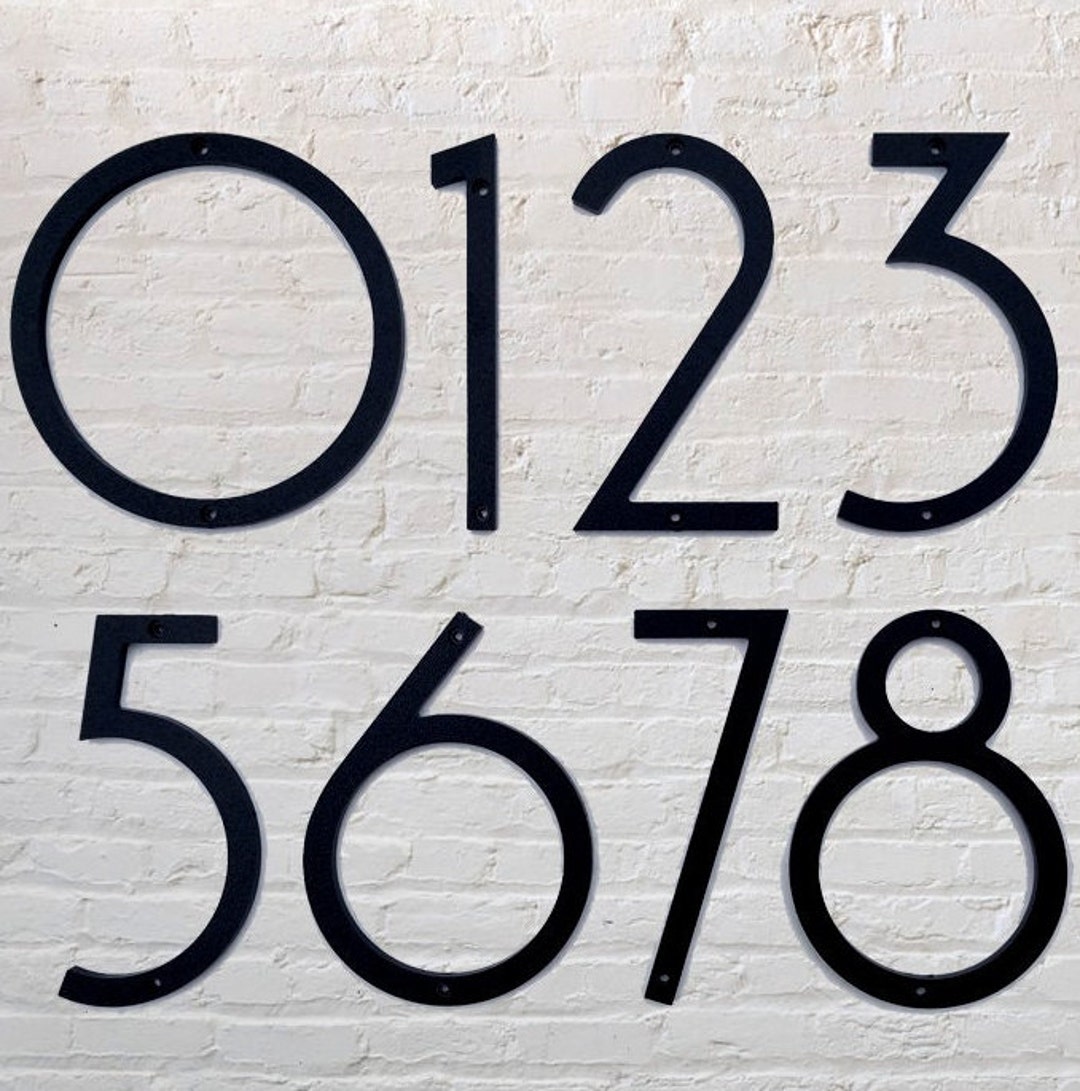 6'' Art Deco Modern Numbers, Address Number, Door Number, Avalon