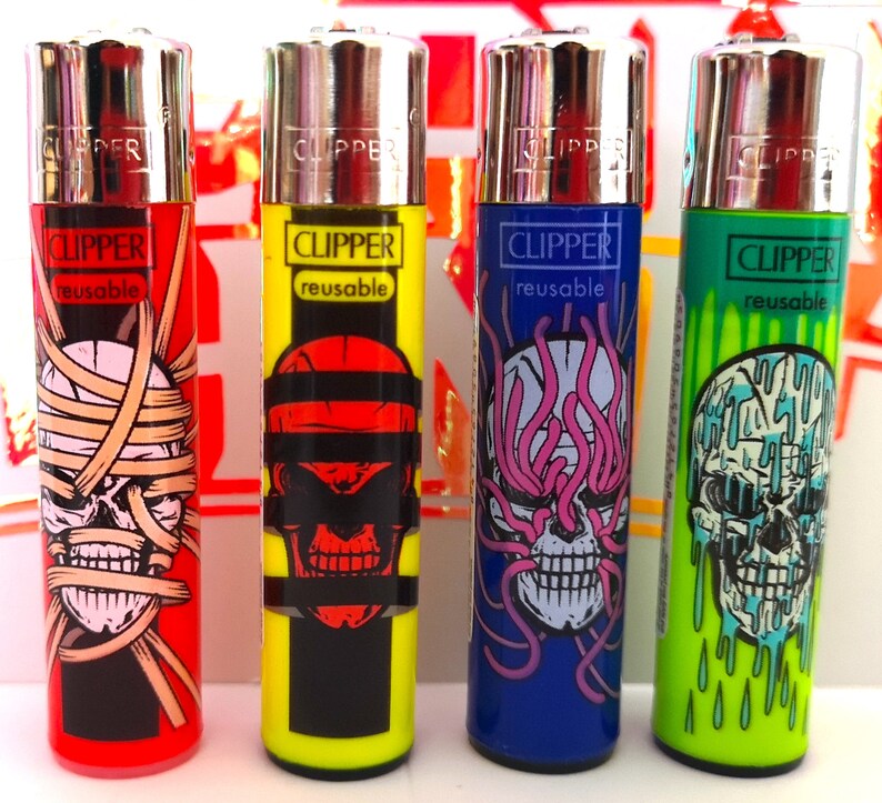 4 x BROKEN SKULLS Rare Clipper Lighters Unique Funny Cool Etsy