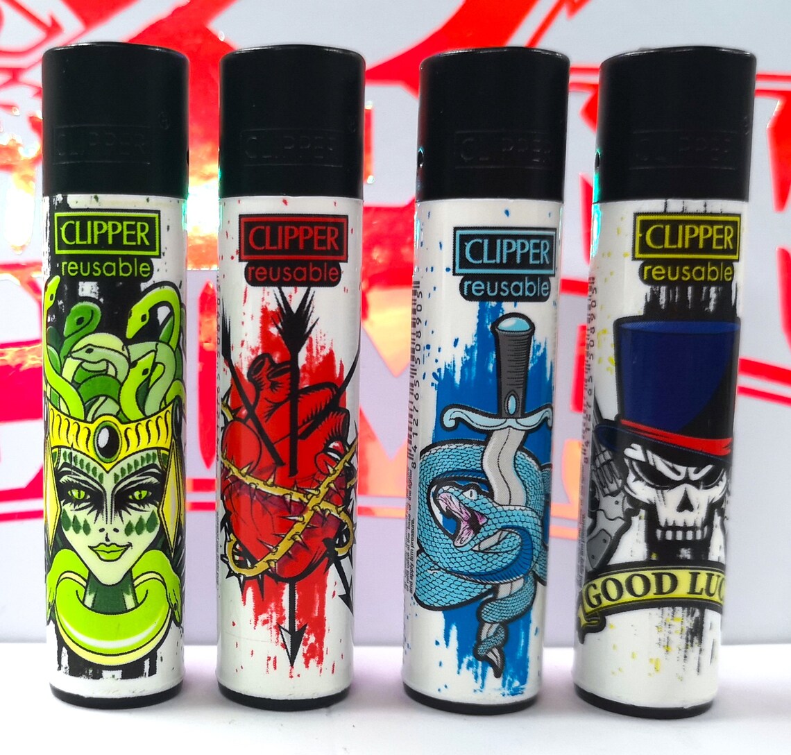 4 x TATTOO STYLE Rare Clipper Lighters Unique Funny Cool Etsy