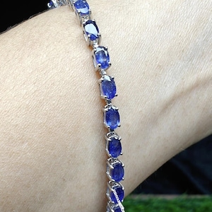 Sterling Silver Blue Sapphire Tennis Bracelet: September Birthstone