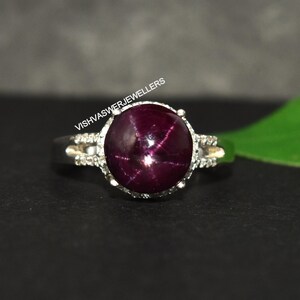 Natural Star Ruby Ring, 925 Sterling Silver, Minimalist Band, Handmade Jewelry