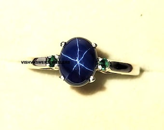 Bague en argent 925 Thai Black Star Sapphire, 2.56ct