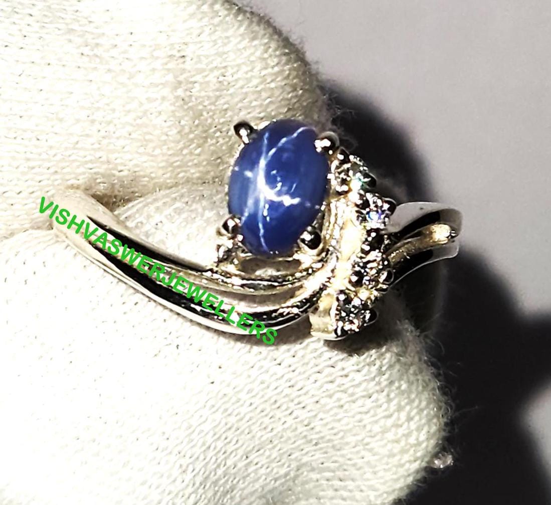 ヴィンテージブルースターサファイアリング：925スターリングシルバー