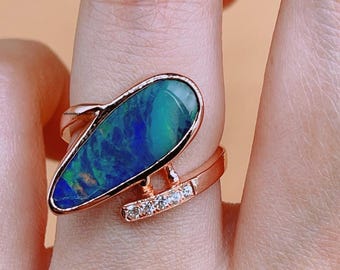Australian Fire Opal Ring: 925 Sterling Silver, Ethical Mined Gemstone