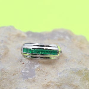 925 Sterling Silver Ring Emerald CZ Gemstone Ring, May Birthstone Ring, Emerald Green Stone Ring CZ Gemstone Silver Ring Engagement Ring