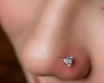 Dainty Diamond Nose Stud: 14k Gold Minimalist Piercing Jewelry
