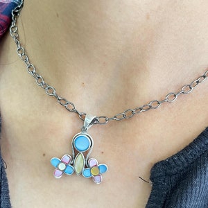Vintage 925 Sterling Silver Multi color Mother of Pearl Pendant Mother of Pearl Pendants, Shell Pendant, Ocean Themed Jewelry Supply,