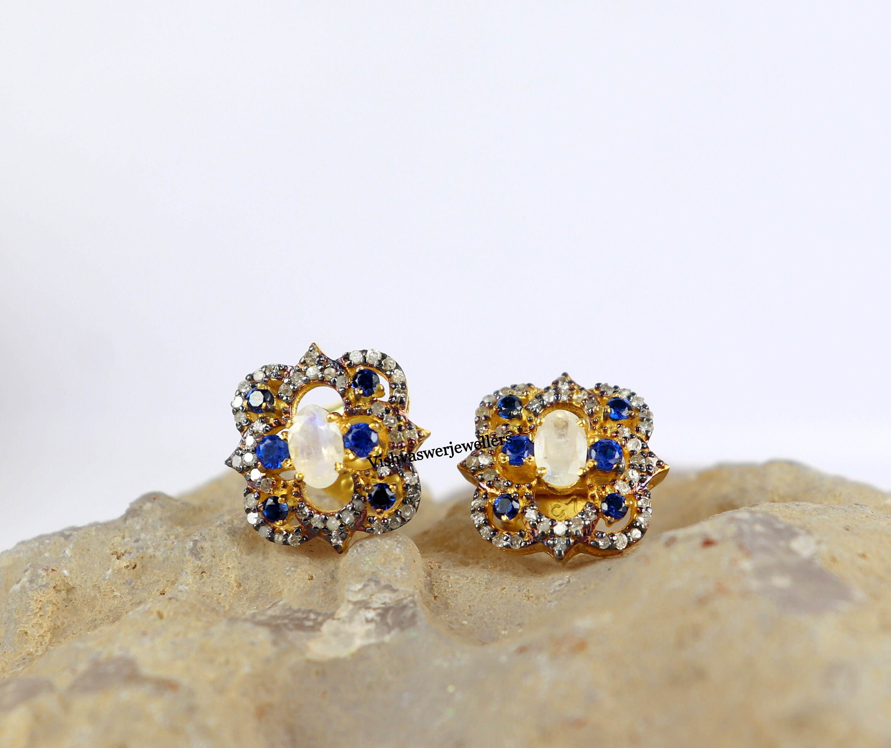 in stock discount Natural Moonstone Gemstone Earring Sapphire