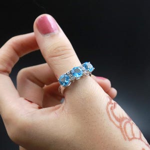 London Blue Topaz Sterling Silver Ring: Round Cut Engagement Ring