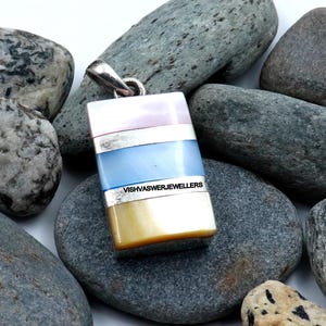 Multi Mother of pearl shell Pendant 925 Sterling Silver Boho Hippie Style, Handcrafted Necklace Natural Gemstone Mother of Pearl Jewelry