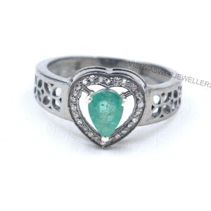 Emerald Diamond Ring | Women Emerald Ring | Emerald Ring | Green Diamond Ring | Green Diamond Ring | Emerald Silver Ring Fine Jewelry