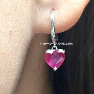 Ruby Drop Earrings: Sterling Silver Dangle Jewelry, July Birthstone