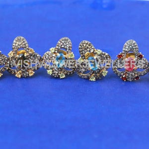 Gold Plated Sterling Silver Stud Earring: Diamond, Topaz, Ruby