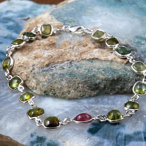 Multi Tourmaline Bracelet 925 Sterling Silver | Natural Gemstone Jewelry | Handmade Gift for Her | October Birthstone Gift For Her