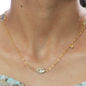 Marquise Diamond Pendant Necklace: 18K Gold Plated Sterling Silver