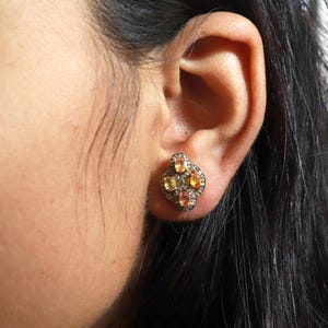 Handmade Citrine Stud Earrings: 925 Sterling Silver Jewelry