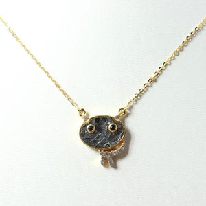 Gold Plated Black Sapphire Pendant: Sterling Silver Diamond Necklace